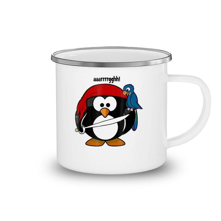 Penguin Pirate With A Parrot - Kids Or Adults Camping Mug