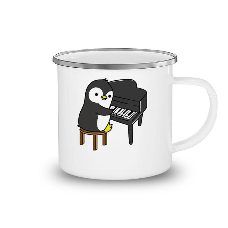 Penguin Playing Piano Pianist Gift Camping Mug