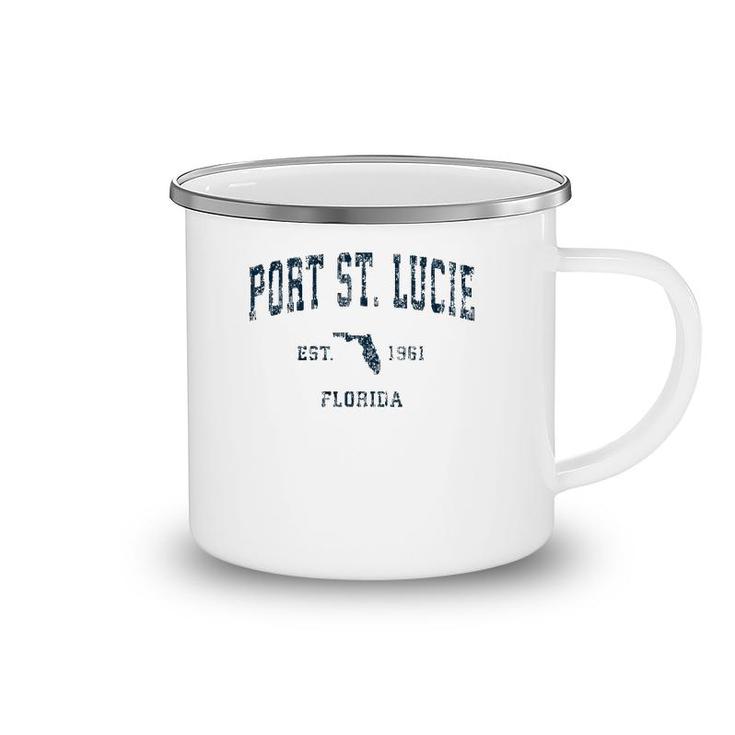 Port St Lucie Florida Fl Vintage Sports Design Navy Print Camping Mug