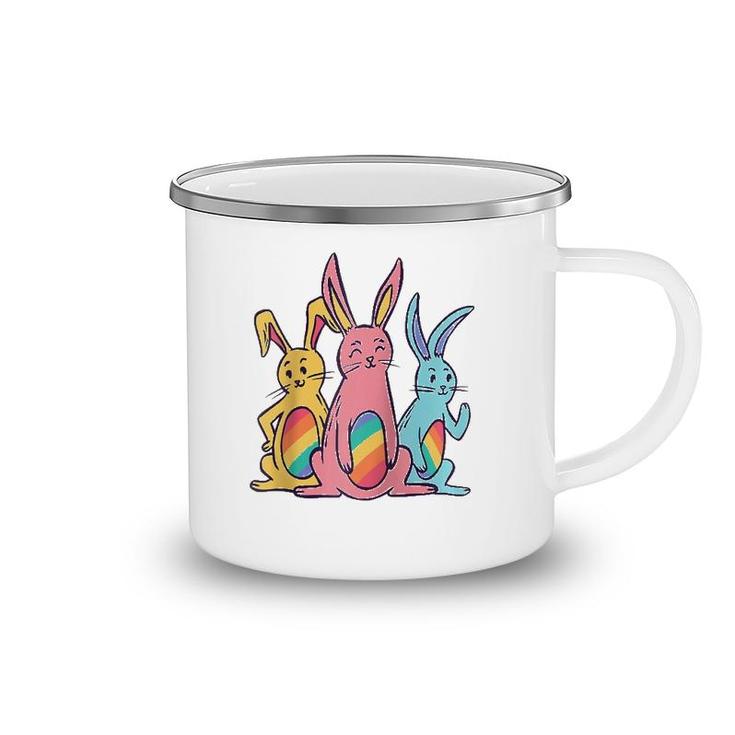 Pride Easter Bunny Rainbow Colors Lgbt Heart Bunnies Easter  Camping Mug