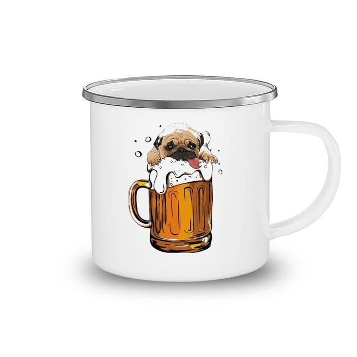 Pug Dog Beer Drinking  Funny Cute Dog Lovers Gifts Camping Mug