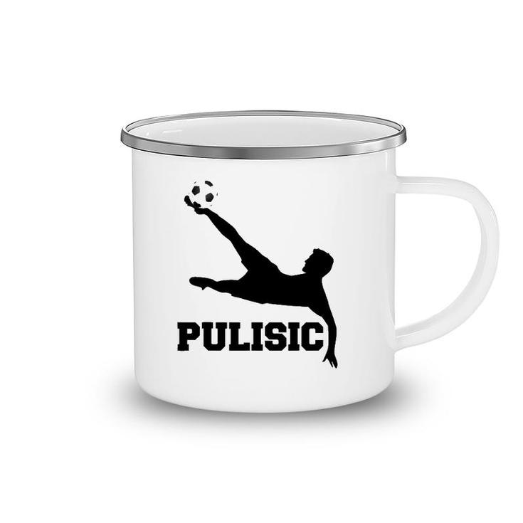 Pulisic Soccer Football Fan Silhouette And Football S Camping Mug