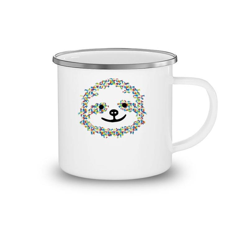 Puzzle Piece Ribbon Sloth Face Cool Autism Awareness Gifts Camping Mug