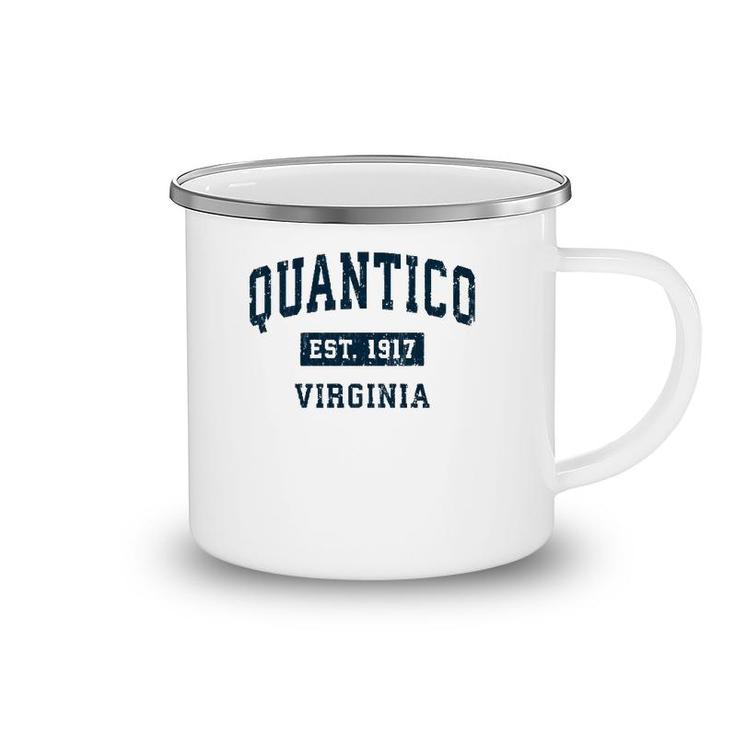 Quantico Virginia Va Vintage Sports Design Navy Print Camping Mug