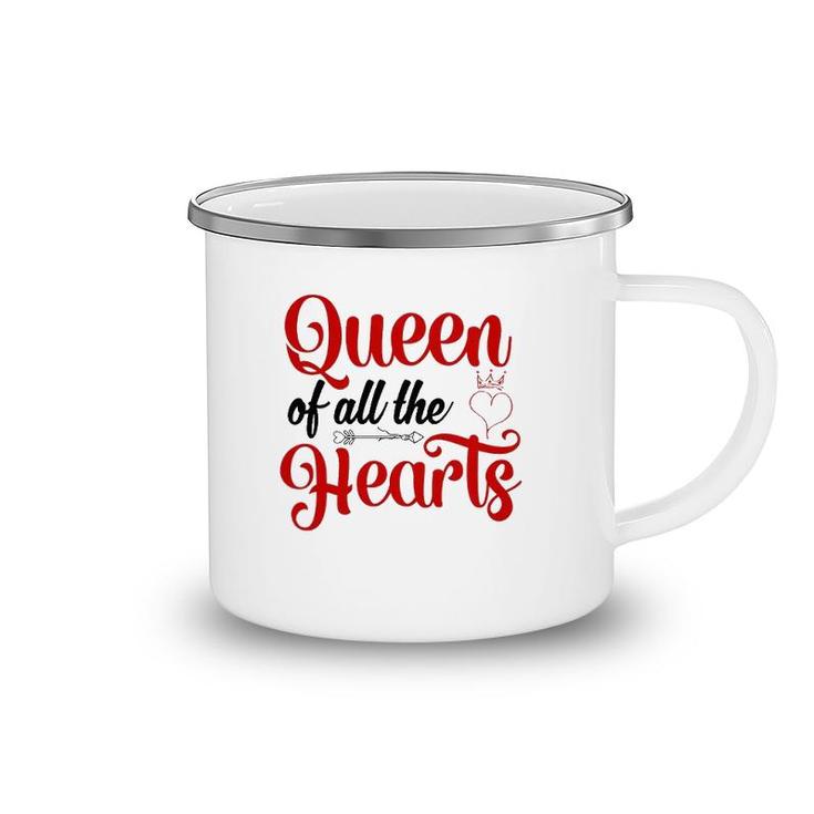 Queen Of All The Hearts Valentine Cute Couple Valentine Camping Mug