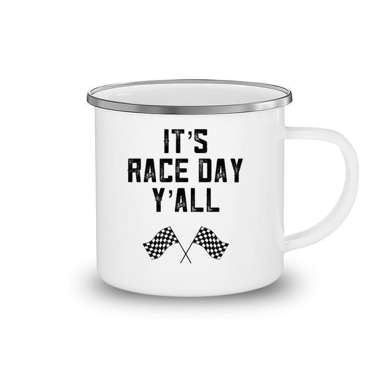 Race Track Checkered Flag Fast Cars It's Race Day Y'all South Camping Mug