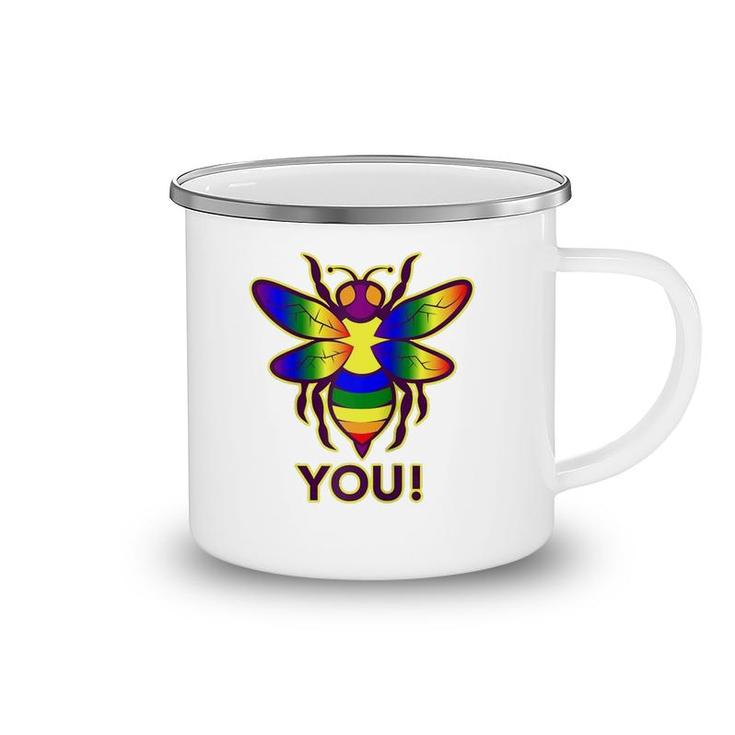 Rainbow Bee You Gay Pride Awareness  Camping Mug