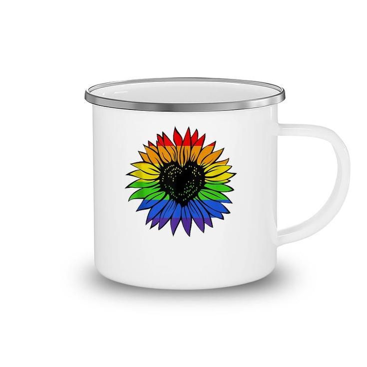 Rainbow Sunflower Lgbt Gay Lesbian Pride  Camping Mug