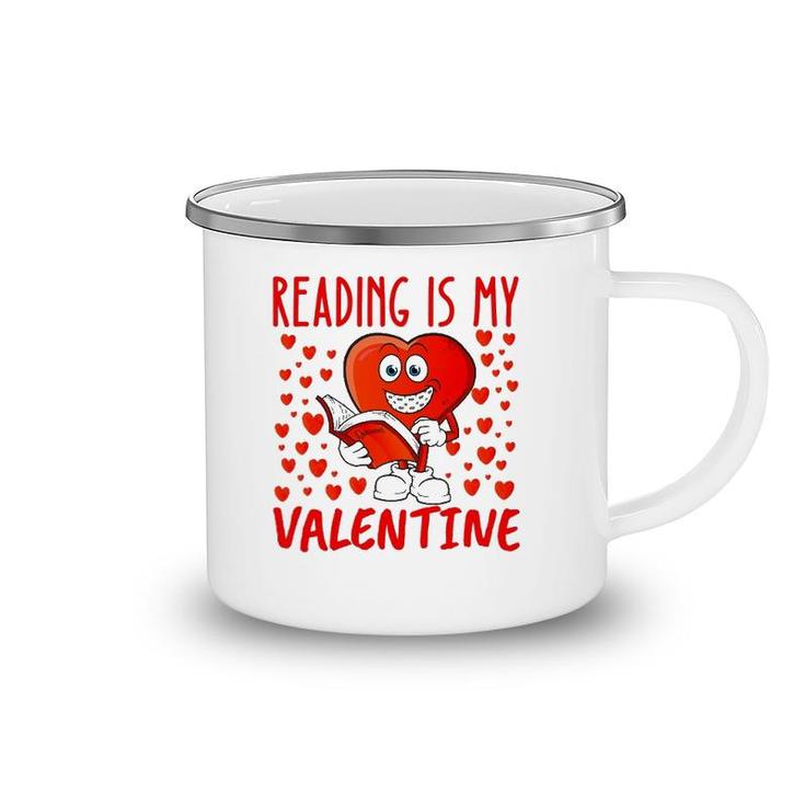 Reading Is My Valentine Heart Shape Read Book Valentine's Day Camping Mug