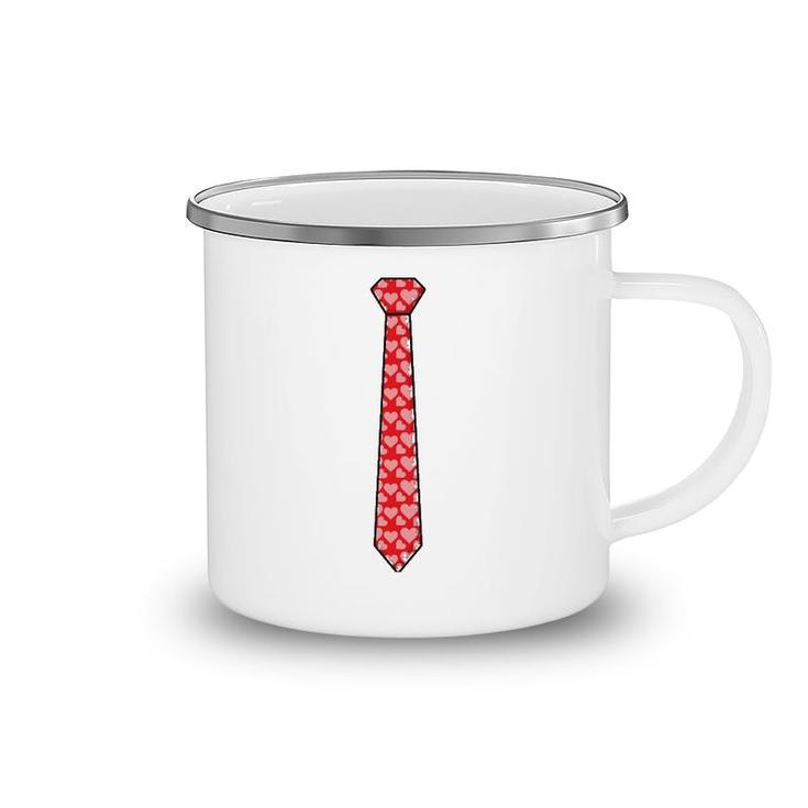 Red Tie With Hearts Cool Valentine's Day Funny Gift Camping Mug