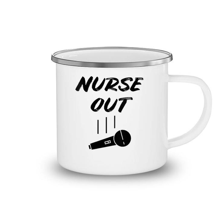 Retired Nurse Out Retirement Gift Funny Retiring Mic Drop Camping Mug