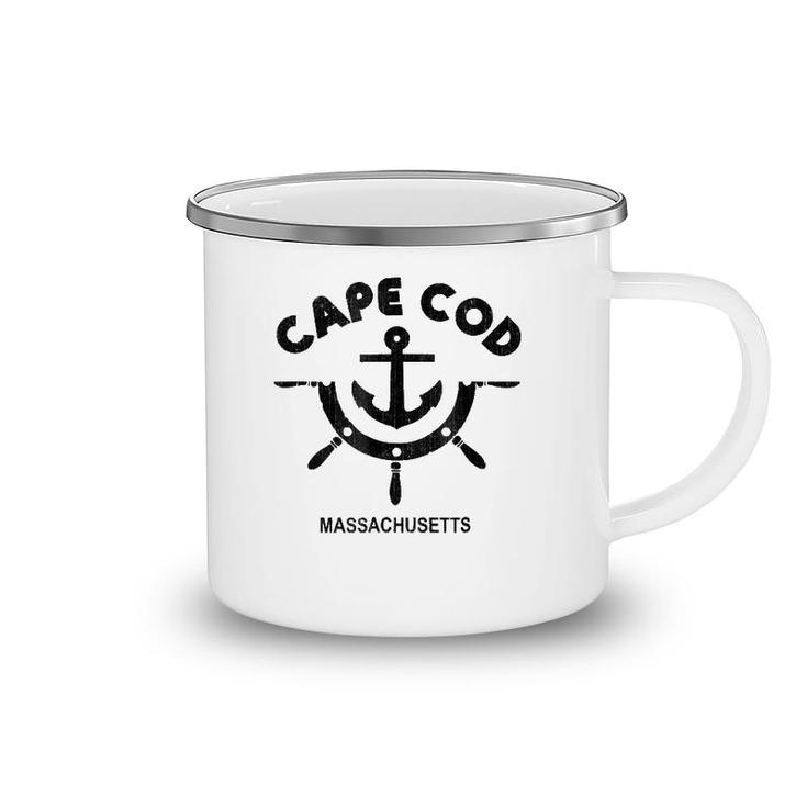 Retro Cape Cod Massachusetts Anchor Distressed Camping Mug