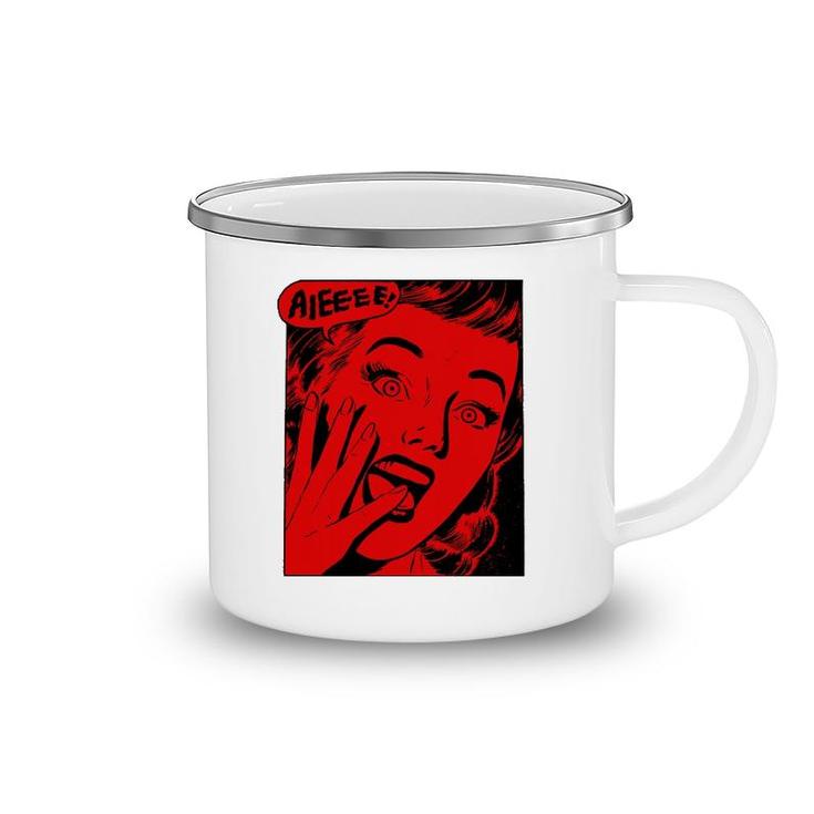 Retro Creepy Halloween Scream Horror Girl Screaming For Life Camping Mug