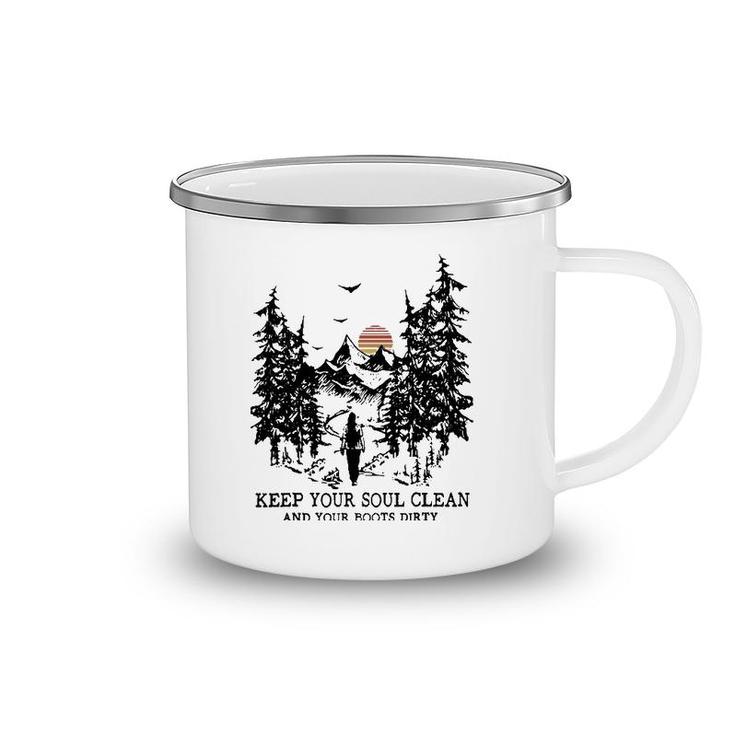 Retro Hiking Camping Keep Your Soul Clean & Your Boots Dirty  Camping Mug