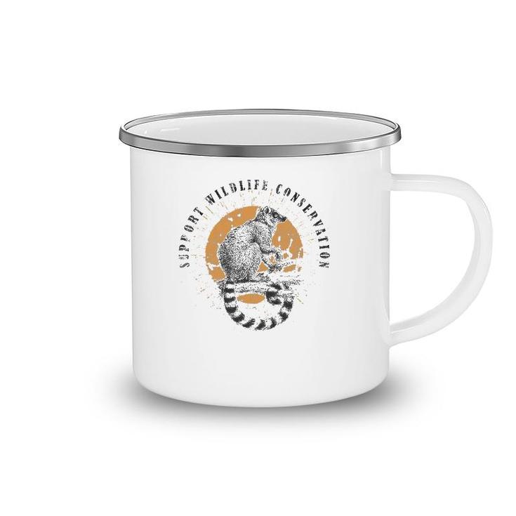 Retro Lemur Wildlife Conservation Animal Lover Gift Camping Mug