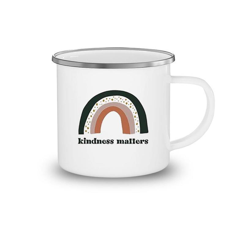 Retro Rainbow Kindness Matters Camping Mug