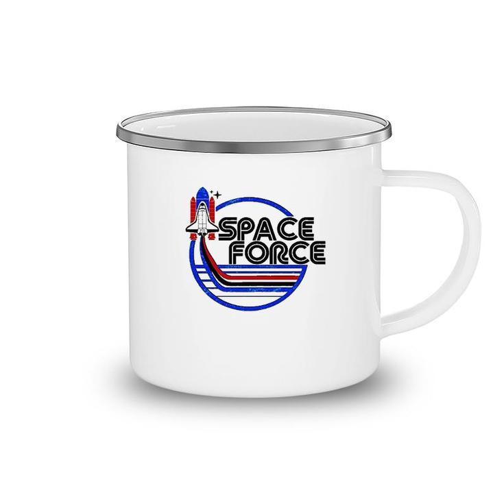 Retro Usa American Space Force Emblem Camping Mug