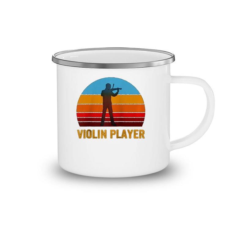 Retro Vintage Style Sunset Violin  Camping Mug