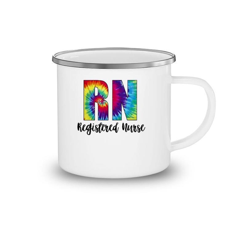 Rn Tie Dye Registered Nurse Colorful Text Camping Mug