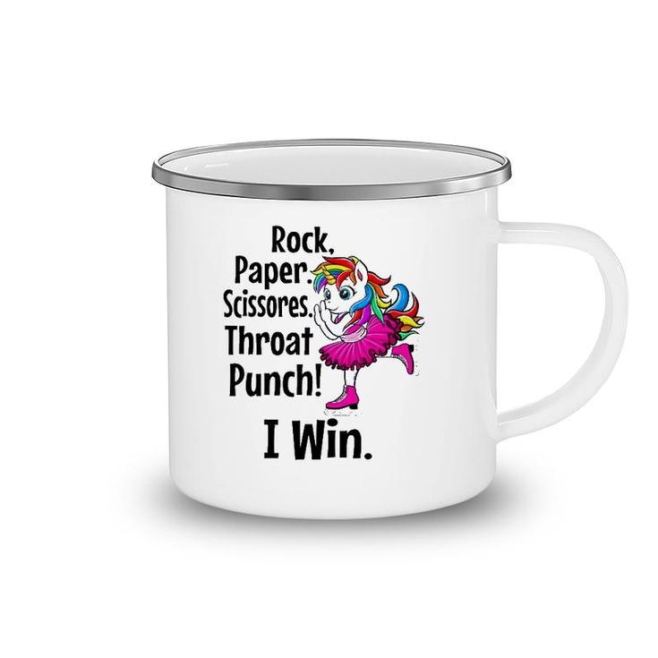 Rock Paper Scissors Throat Punch I Win Funny Camping Mug
