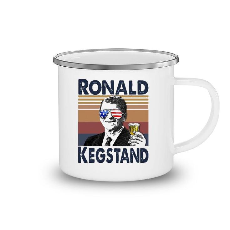 Ronald Kegstand 4Th Of July Independence Day Us Flag Retro Camping Mug