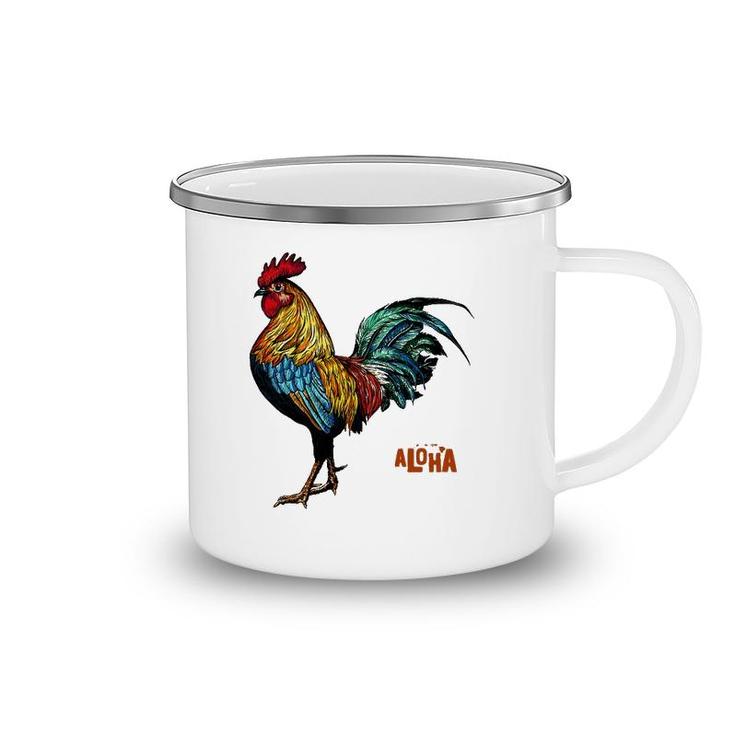 Rooster Chicken Hawaii Aloha Hawaiian Premium Camping Mug