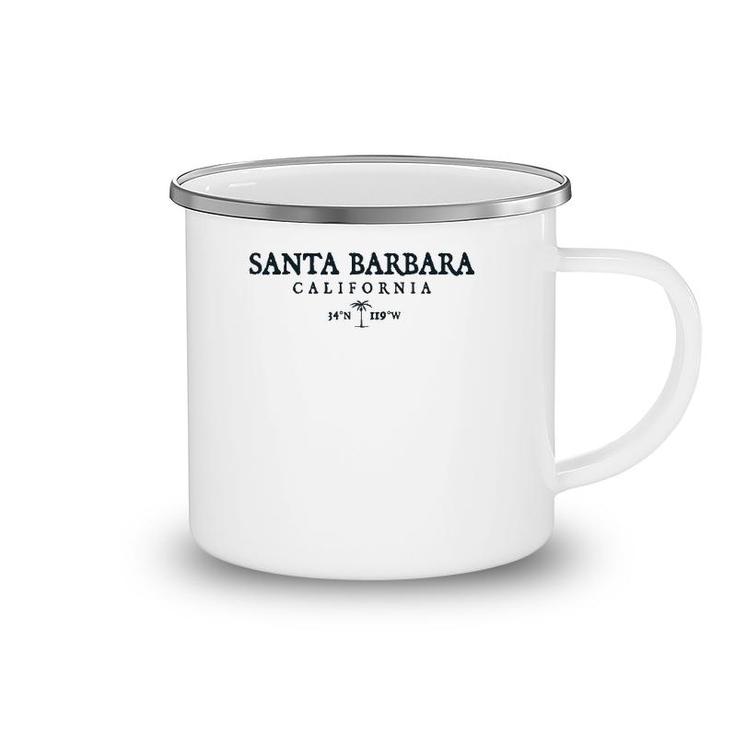 Santa Barbara California Palm Tree Surf Beach Gift  Camping Mug