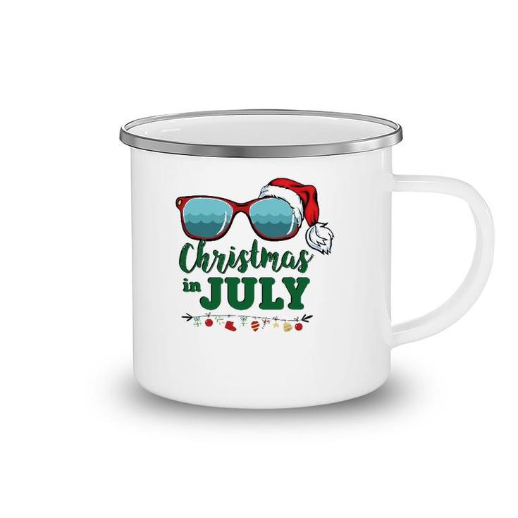 Santa Hat Sunglasses Summer Christmas In Julygift Camping Mug