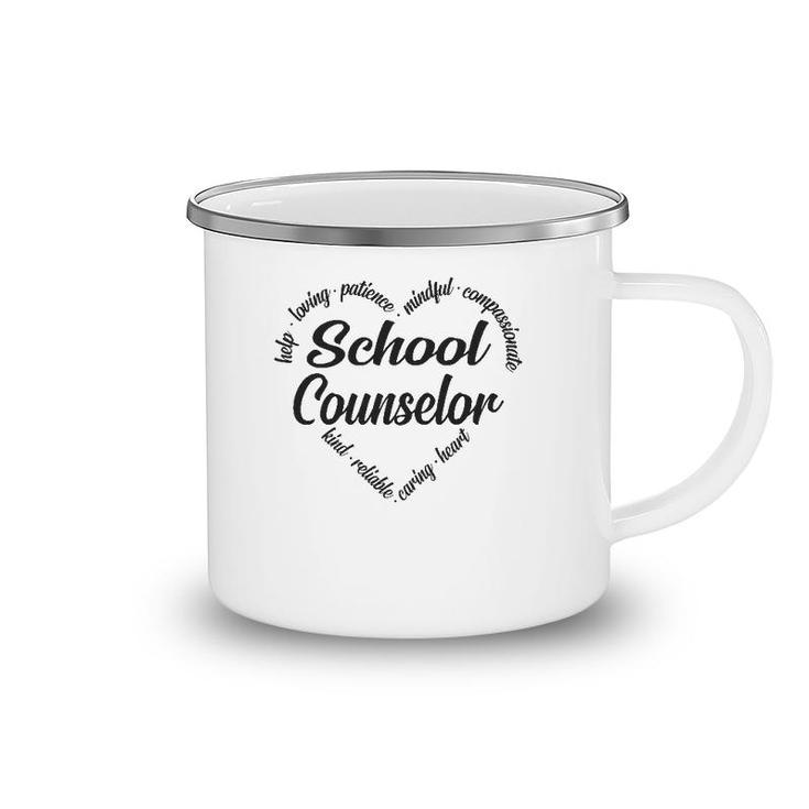 School Counselor Heart Word Cloud Camping Mug