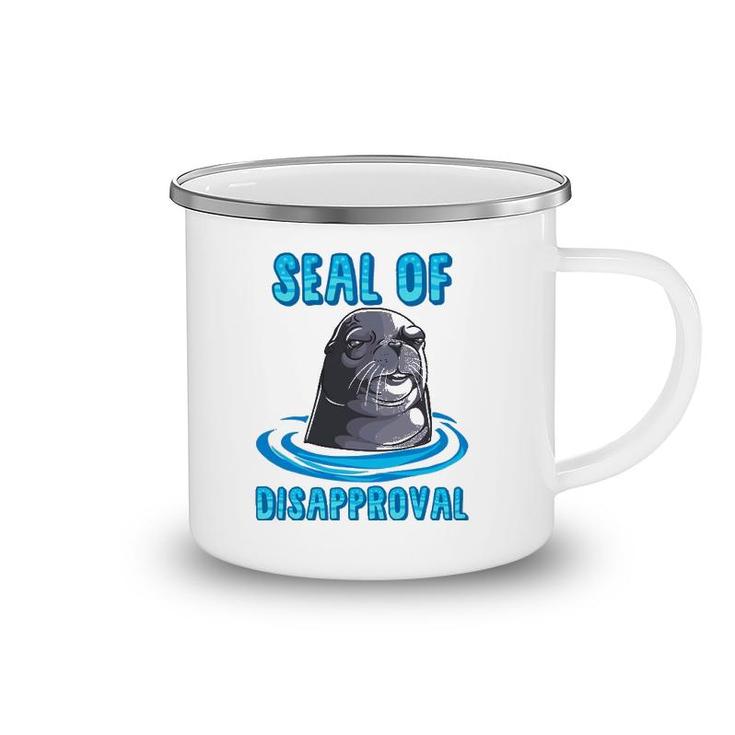Seal Of Disapproval Funny Animal Pun Sarcastic Sea Lion Camping Mug