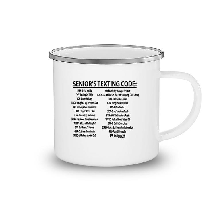 Senior Citizen Texting Code Camping Mug