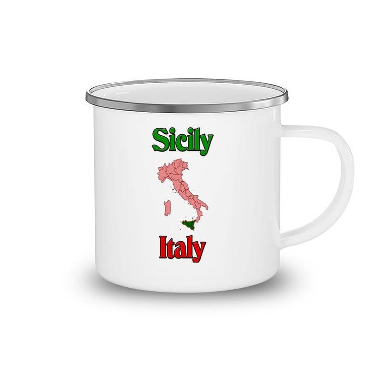 Sicily Italy Sicily Italy On Map Camping Mug