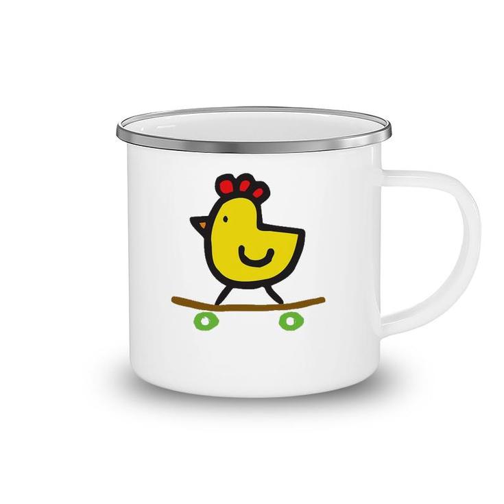 Skateboard Chick- Cute Funny Chicken Camping Mug