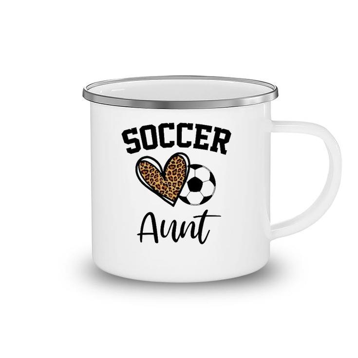 Soccer Aunt Leopard Heart Funny Mothers Day Camping Mug