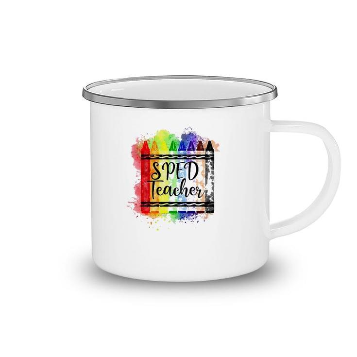 Sped Teacher Crayon Colorful Special Education Teacher Gift Camping Mug