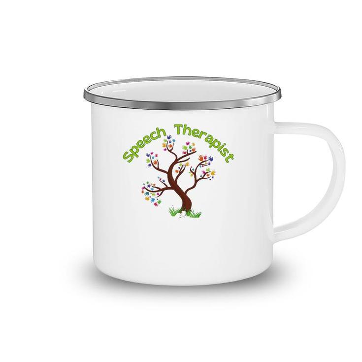 Speech Therapist Slp Therapy Special Needs Hands Tree Camping Mug