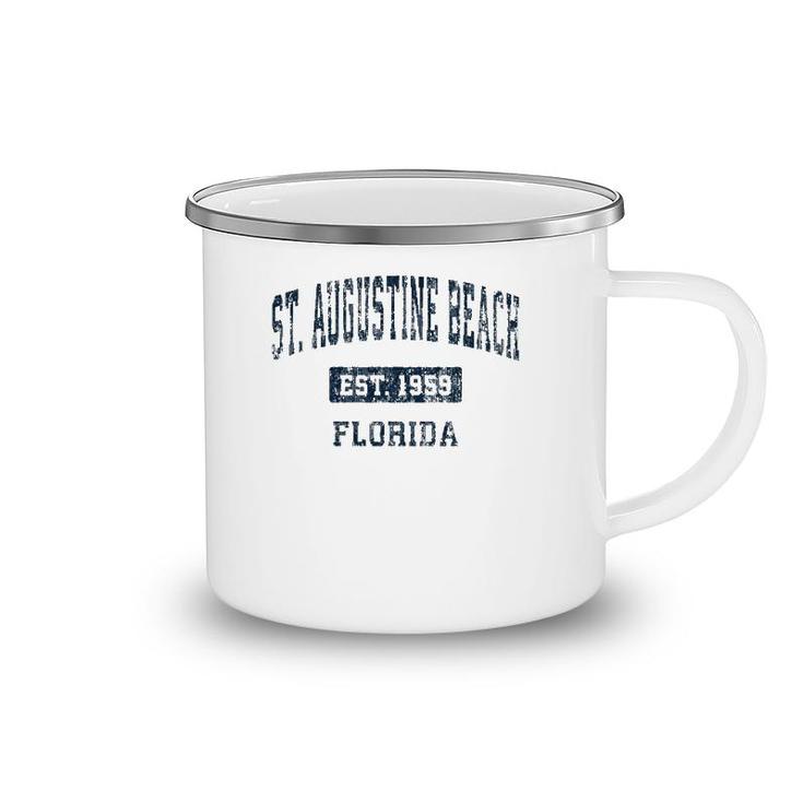 St Augustine Beach Florida Fl Vintage Sports Design Navy  Camping Mug