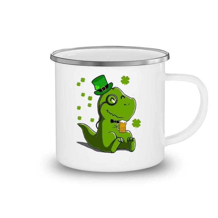St Patrick's Day Irish Leprechaun Dinosaur T Rex Beer Camping Mug