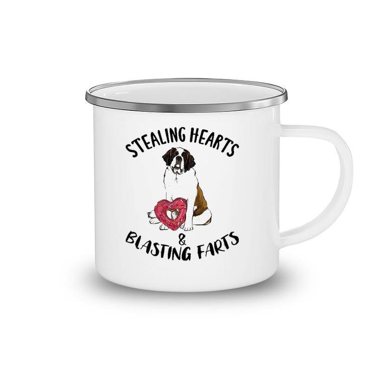 Stealing Hearts Blasting Farts St Bernard Valentine's Day Camping Mug