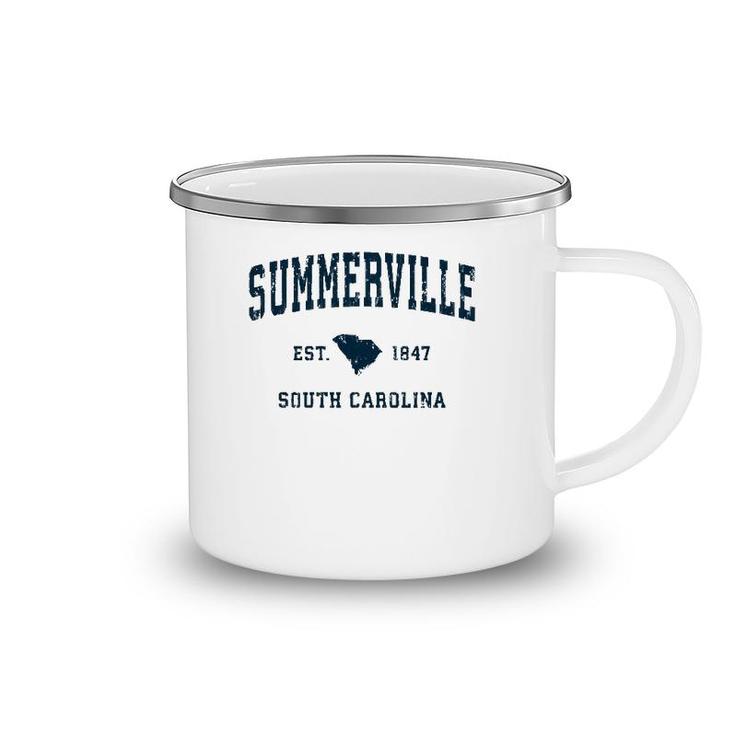 Summerville South Carolina Sc Vintage Sports Navy Print Pullover Camping Mug