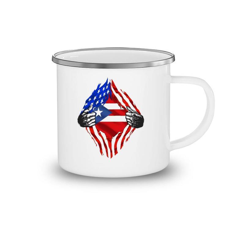 Super Puerto Rican Heritage Puerto Rico Roots Usa Flag Gift Camping Mug
