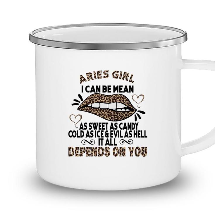 Sweet As Candy Cold As Ice Aries Leopard Aries Girls Birthday Gift Camping Mug
