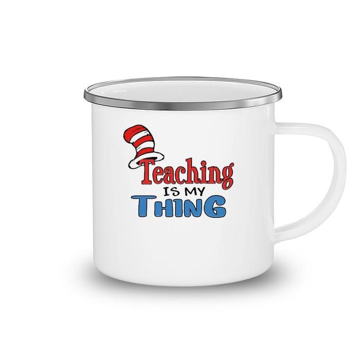 Teaching Is My Things Dr Teacher Red And White Stripe Hat Camping Mug