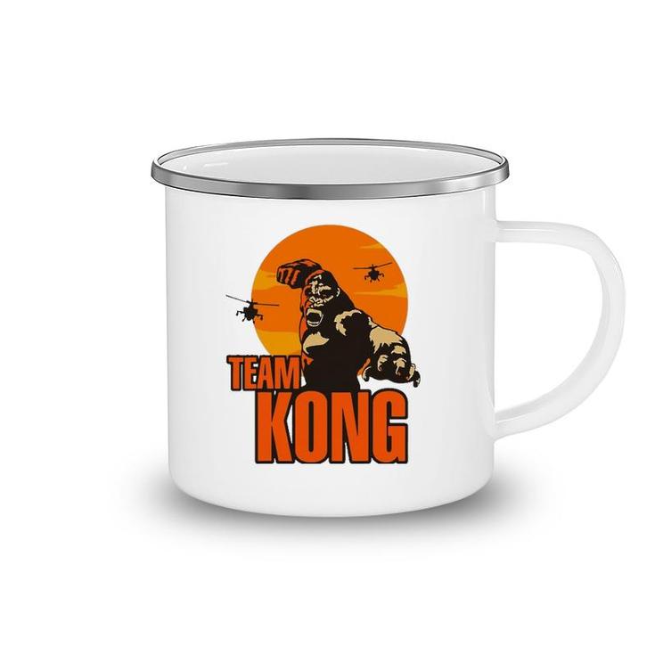 Team Kong Taking Over The City And Helicopters Sunset Camping Mug