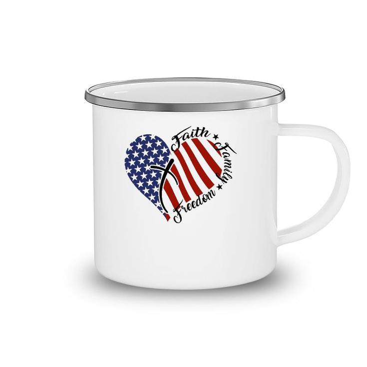 Th Heart Patriotic America Flag Christian Cross Costume Camping Mug