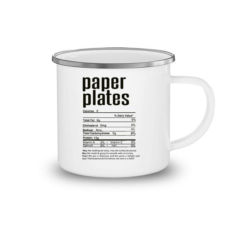 Thanksgiving Christmas Paper Plates Nutritional Facts Camping Mug