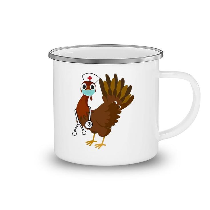 Thanksgiving Nurse  Funny Turkey Scrub Gift For Nurses Camping Mug