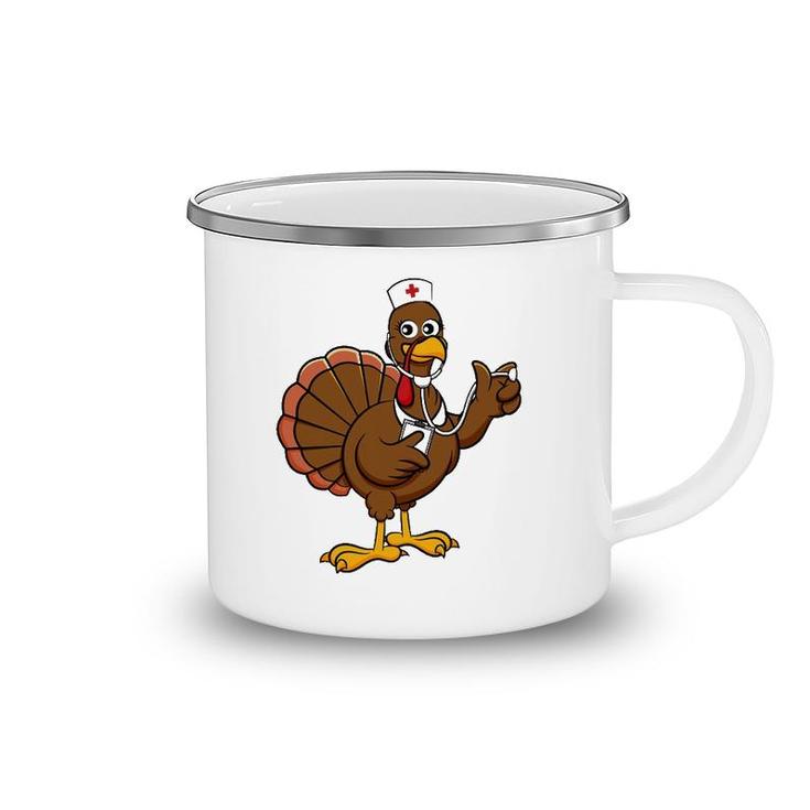 Thanksgiving Nurse Turkey Funny Feast Day Gift Camping Mug