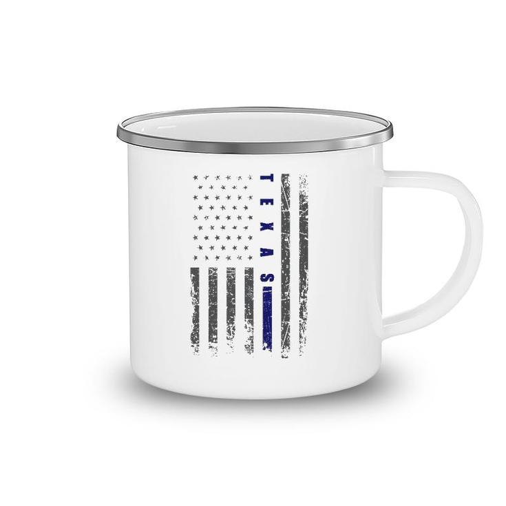 Thin Blue Line Us Flag Texas Souvenir Thin Blue Line Camping Mug