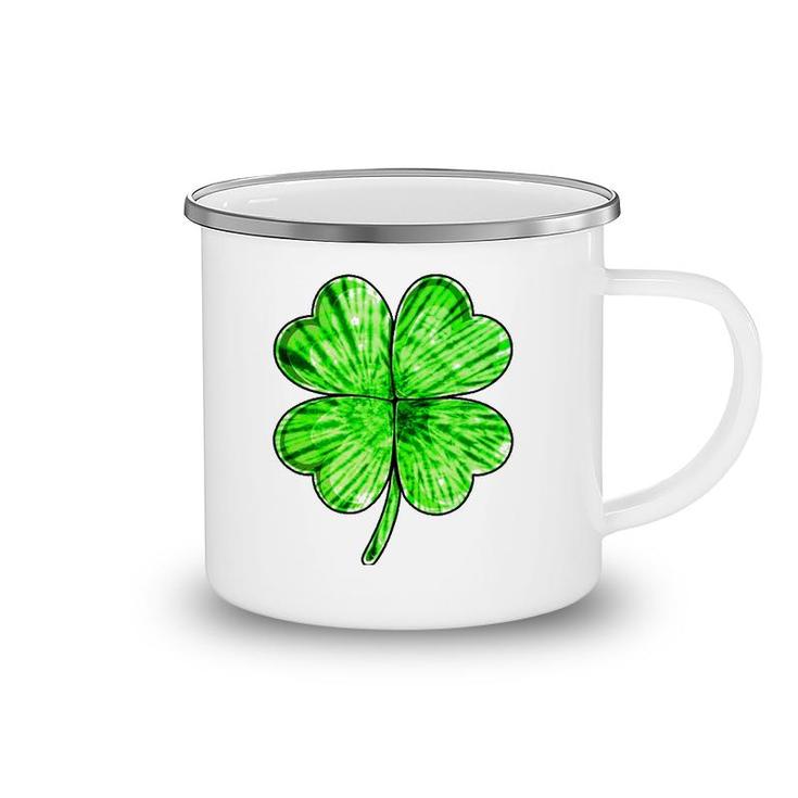 Tie Dye Shamrock Lucky Four-Leaf Clover St Patrick's Day Camping Mug